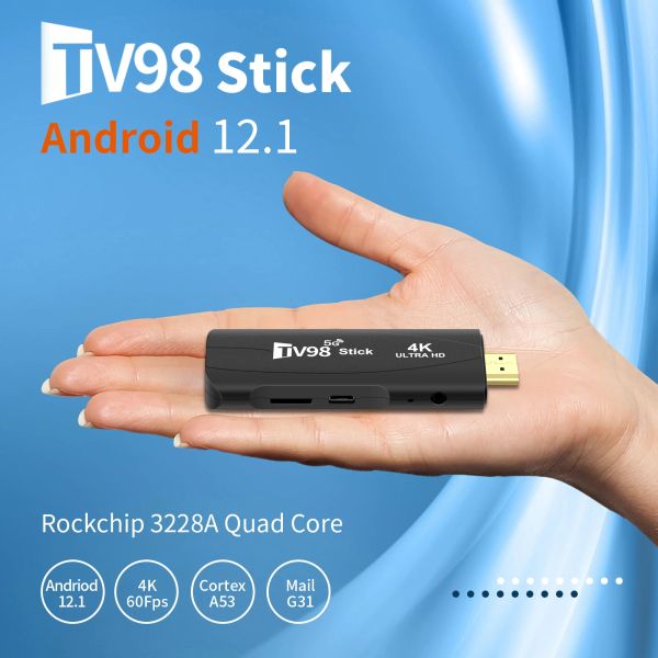 Box TV98 4K HD Smart TV Stick Wifi 6 2.4/5.8g Dual Frecuencia Android 12.1 TV Smart TV Box H.265 Player de medios portátiles