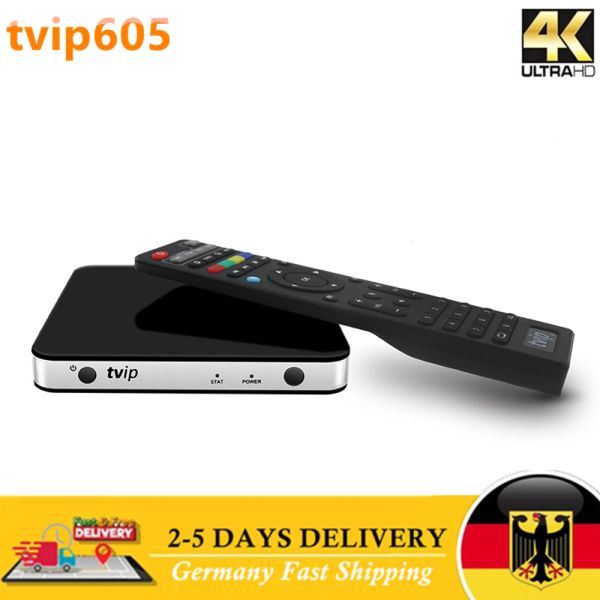 Box TVIP605 Smart TV Box 4K HD AMLOGIC S905X Quad Core Set Top Box TVIP 605 Linux Android 2.4G / 5G WiFi H.265 avec télécommande BT