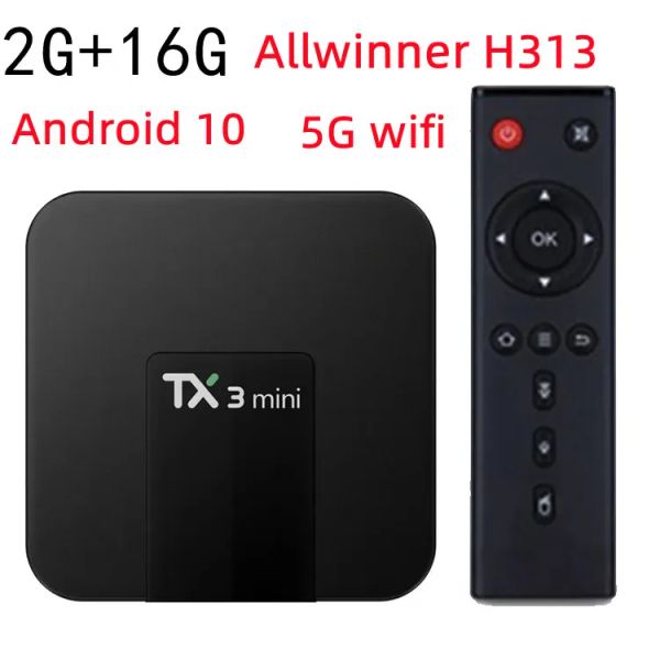 Box TX3 Mini Android 10.0 TV Box Allwinner H313 5G WiFi 2GB RAM 16 Go Rom Quad Core Smart TV Box 4K VS MXQ PRO