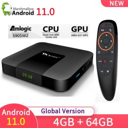 Box TX3 Mini + Smart TV Box Android 11 Amlogic S905W2 4 Go 32 / 64GB BT 4K 2.4G 5G Double WiFi Set Top Media Player 2G16G TVBOX