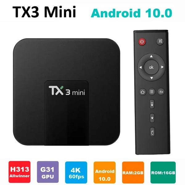 Box TX3 Mini TV BOX 2GB 16GB Quad Core Allwinner H313 Smart Box Android 10.0 lecteur multimédia prise en charge Wifi DLNA 3D décodeur Android10 T