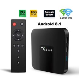 Boîte TX3Mini TV Box Android 8.1 2GB RAM 16GB ROM 4K TV S905W Quad Core H.265 décodage 2.4G/5G WiFi TX3 Mini TV BOX