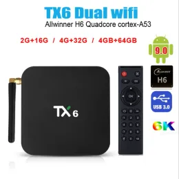 Box TX6 Android TV Box Allwinner H6 Quad Core 2G 16G 32G 64G Android 9.0 2.4G 5G WiFi USB 3.0 BT 6K Media Google Player Set Top Box