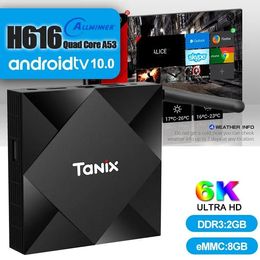 Box TX6S Android 10.0 Smart TV Box Allwinner H616 Quad Core 2GB 8GB 2.4G WiFi 100M 6k Streaming Mediaspeler