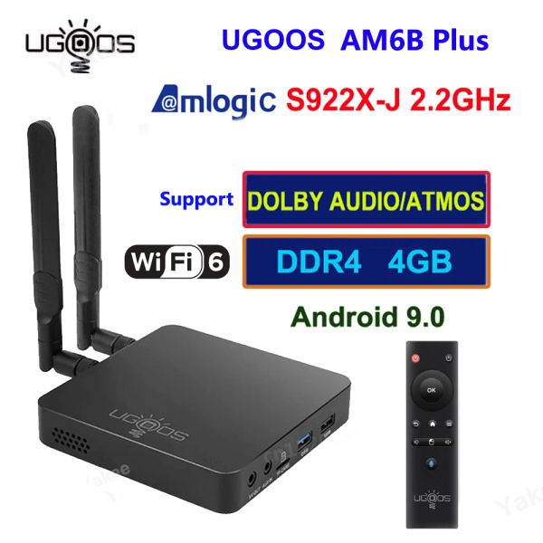 Box UGOOS AM6B Plus Android TV Box 9.0 Amlogic S922XJ 4 Go / 32 Go 2.4g 5G Dual WiFi BT 5.0 4K HD Media Player Voice Remote