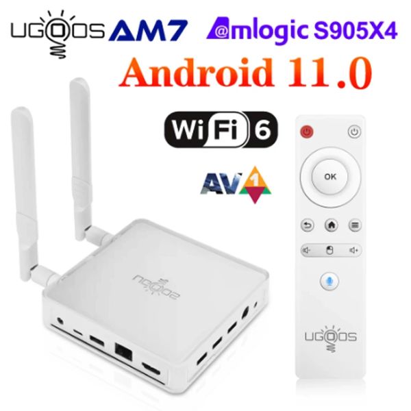 Box UGOOS AM7 Smart TV Box Android 11 Amlogic S905X4 2.4G 5G WIFI6 4GB DDR4 32GB ROM USBC 1000M BLUETOOTH 4K HD TVBOX AV1
