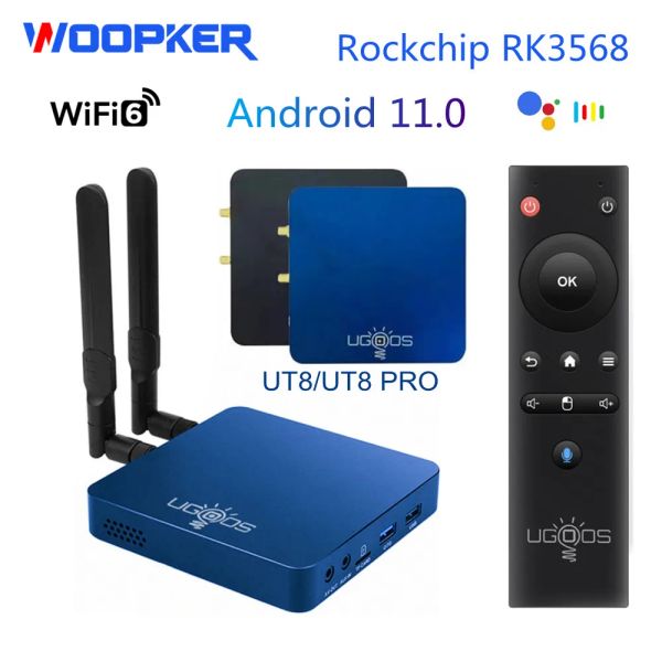 Box UGOOS UT8 Pro TV Box Android 11.0 RK3568 DDR4 8 Go RAM 64 Go ROM 4K Media Player BT5.0 WiFi6 1000m Google Voice Remote Set Top Box
