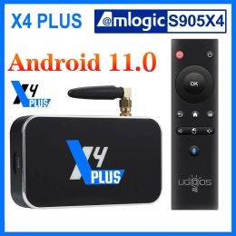 Box UGOOS X4 Pro DDR4 4 Go 32 Go x4 plus 64 Go Amlogic S905X4 Android 11 Smart TV Box BT4.0 1000m x4 Cube Set Top Box 4K Media Player Media