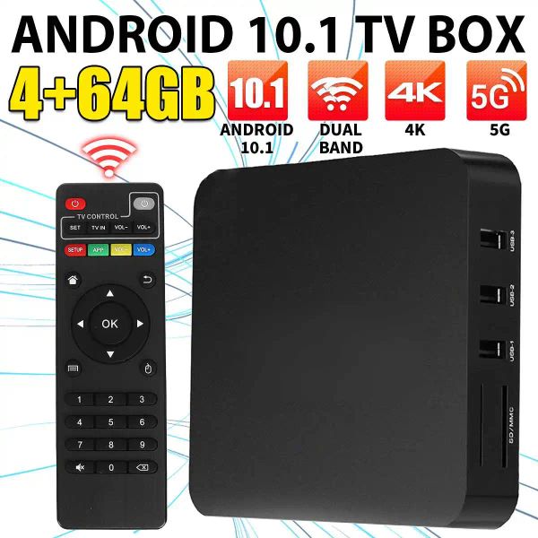 Mise à niveau du boîtier Android 10.1 TV Box RK3228 4K HD TV Set Top Box Smart Home WiFi 2.4G 5G Player réseau haute vitesse 3D Tension large 4 + 64 Go