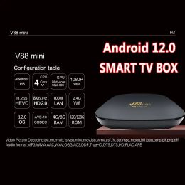 Box V88 Mini Smart 8 Go + 128 Go 2.4g WiFi Media Player Set Top Box Allwinner H3 Quad Core Android 12 TV Box