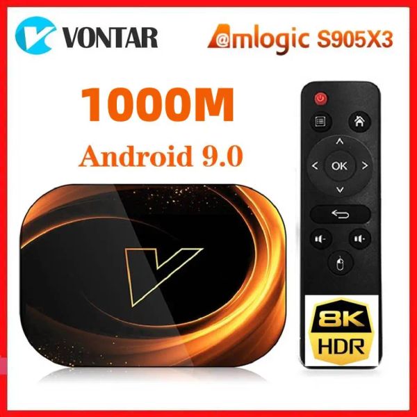 Box Vontar 1000m Amlogic S905X3 Smart 8K TV Box Android 9.0 Max 4GB RAM 128 Go ROM Set Top Box Double WiFi YouTube Media Player