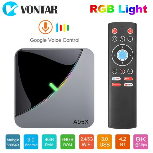 Box Vontar A95X F3 Air 8K RGB Light TV Box Android 9 Amlogic S905X3 4 Go 64 Go WiFi 4K Smart TVBox Android 9 A95XF3 Set supérieur