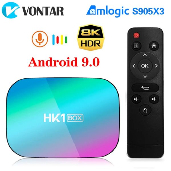 Box Vontar HK1 Box 8K 4 Go 128 Go TV Box Android 9 Amlogic S905X3 Android 9.0 1000m WiFi 4k Googleplay YouTube Set Top Top