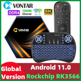 Box Vontar KK Max Smart TV Box Android 11 Max 8GB RAM 128GB ROM ROCKCHIP RK3566 Ondersteuning 2.4G/5G WIFI 4K 60FPS USB3.0 SET TOM