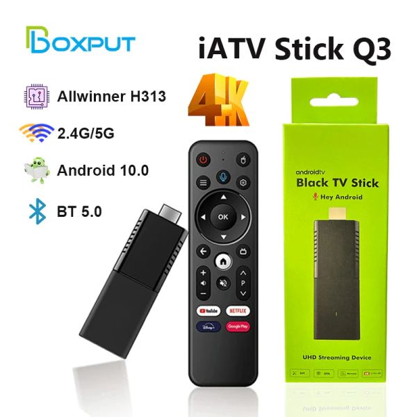 Box Wholesale IATV Q3 TV Stick Android 10.0 Allwinner H313 Portable TV Smart Box Voice Remote Wifi Ble5.0 4K Video Mini Set Top Box