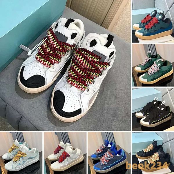 Caja con zapatillas de deporte de cuero Lavin Zapatos de vestir de diseñador para hombres y mujeres Extraordinaria suela de plataforma de napa de piel de becerro informal