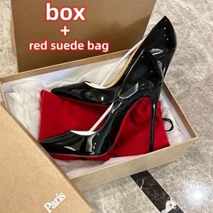 Box Femmes Chaussures À Talons Hauts Escarpins Pointus 6cm 8cm 10cm 12cm Talons Minces Nude Noir Cuir Verni Rouge Brillant Bas Chaussures De Mariage De Luxe Pour Femmes Sandales Avec Sac À Poussière