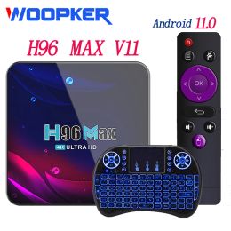 Box Woopker H96 Max V11 TV Box Android 11 4G 64GB Android TV Box 2022 4K RK3318 Rockchip Wifi Google Voice Set Top Box Smart TV Box