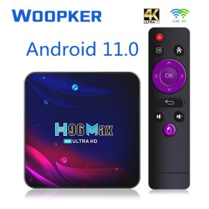 Box Woopker H96 Smart TV Box Android 11 4G 32G 64G WiFi 2.4G 5.8G 4K HD USB 3.0 CONTRÔLE VOCONNEMENTAL BLUETOOTH RECEPIER Média Player