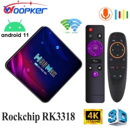 Box Woopker Smart TV Box Android 11 H96 MAX 2.4G / 5G DUAL WIFI Settop BT 4.0 Rockchip RK3318 H96max Support Vocation Assistant