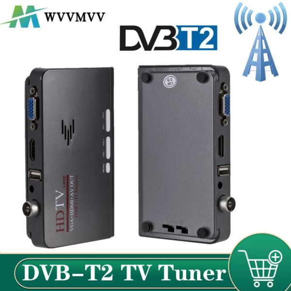 Box WVVMVV DVBT/DVBT2 RECEPTOR DE TUNER DE TV DVB T/T2 Box VGA AV CVBS 1080P RECEPTOR SATALLE DE HD DIGITAL HD CON CONTROL REMOTO