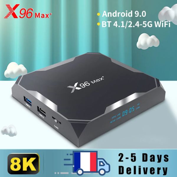 Boîte x96 Max Plus 8K Smart TV Box 4G 64 Go 32 Go S905X3 Full HD 1080p Bluetooth V4.1 2.4 / 5G WiFi X96 Max Plus Android 9.0 TV Box Box Box