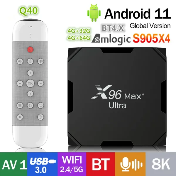 Box X96 Max Plus Ultra TV Box Android 11.0 Amlogic S905X4 4G 32G 64G TVBOX AV1 BT 2.4G 5G WiFi 8K HDR Media Player Set Top Box