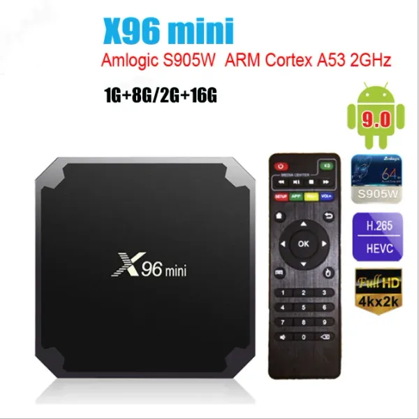 Box X96 Mini Smart TV Box Android 9.0 2.4G WiFi 1G 8G 2G 16G S905W Quad Core 1080p Media Player 4K pour IPTV Set Top BX PK TX3 Mini