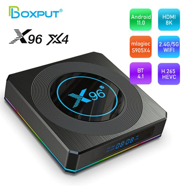 Box X96 X4 Smart TV Box S905X4 8K Android TV Box Android 11 4G 64G 2.4GHz/5GHz Dual WiFi BT4.1 TV Box Media Player Box X96X4