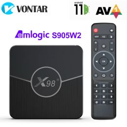 Boîte x98 Plus Amlogic S905W2 TV Box Android 11 4G 64GB Prise en charge H.265 AV1 WiFi BT5.0 YouTube Media Player X98MINI 4GB 32 Go Set Top Box