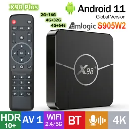 Box X98 Plus TV Box Android 11.0 AMLOGIC S905W2 X98MINI TVBOX 4G 32G 64G AV1 BT 2.4G 5G WIFI 4K HDR VIDEO Média Player Set Top Box Box