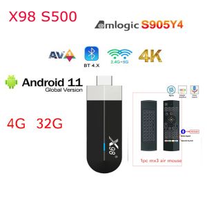 Box X98 S500 Android 11 TV Stick Amlogic S905Y4 Quad Core 4G 32G AV1 4K 60FPS 5G WiFi X98 Dongle 2G 16G TV Box