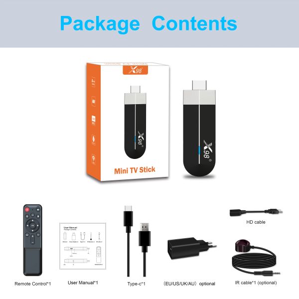 Boîte x98 S500 Android 11 TV Stick Amlogic S905Y4 Quad Core 4G 32G AV1 4K double WiFi x98 Mini Dongle 2G 16G TV Box VS Tanix X4