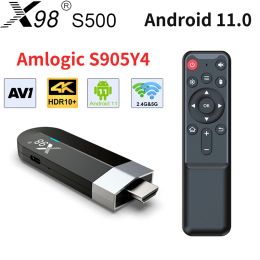 Box X98 S500 Fire TV Stick 4G 32G AV1 TV Box Android 11 AMLOGIC S905Y4 4K 60FPS 2.4G 5G WIFI BT TV Dongle Set Topbox ontvanger X96S X96S