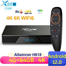 Boîte x98h Pro Smart TV Box Android 12 4 Go 32 Go 64 Go TVBox Allwinner H618 2.4 / 5G double WiFi6 1000m BT 4K Media Player Set Top Box 2G16G