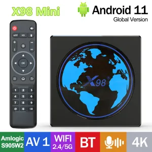 Box X98mini TV Box Android 11.0 AMLOGIC S905W2 X98 MINI TVBOX SMART AV1 2.4G 5G WIFI BT 4K HDR Video Media Player Set Top Box