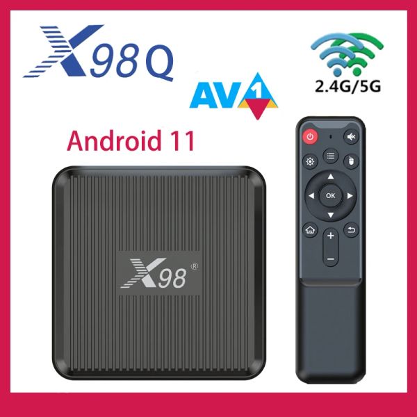 Box X98Q TV Smart Box Android 11 Amlogic S905W2 4K 2.4G 5G WiFi H.265 AV1 HDR 6K Media Player 3D Set Top Box Control Control Receptor