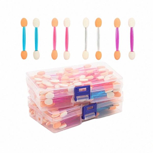 En boîte à double tête Spge fard à paupières bâton jetable latex fard à paupières brosse manucure tache brosse bâton outil de maquillage K8dq #