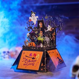 Cartes de Hallowmas en boîte Carte de voeux pop-up château Cadeaux d'Halloween pour enfants Cartes de voeux de jour de relique Carte postale d'Halloween 240323