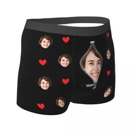 Boxer -slip shorts slipjes Custom Love Heart Girlfriend Face Boxer korte Valentijnsdag geschenken voor hem man ondergoed