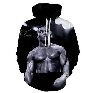 El boxeador Mike Tyson (Mike Tyson) conmemora la sudadera con capucha deportiva de manga larga de los fanáticos del boxeo de caballos de boxeo 201020