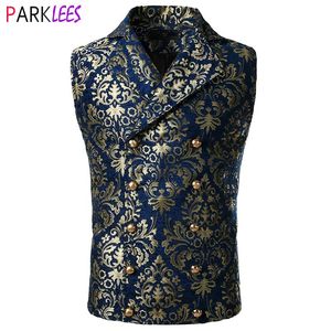 Boxer homme brocart Paisley Floral double boutonnage costume gilet victorien gothique Steampunk gilet hommes Chalecos Para Hombre 2xl