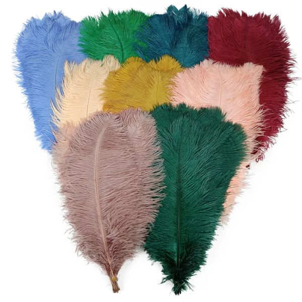 Cajas 10 piezas de plumas de avestruz de colores para manualidades decoración de plumas de avestruz grandes blancas centros de mesa decoración de fiesta de boda de carnaval