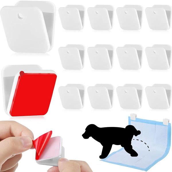 Cajas 12 Uds. Clips de soporte para almohadilla para orinar en la pared para perros herramienta de entrenamiento para ir al baño para mascotas autoadhesiva almohadilla de entrenamiento para ir al baño montada en la pared para levantar perros marcados