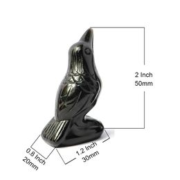 Boîtes 2 "Raven Statue Stone Natural Noir Obsidian Crow Sculpture Ornement guérison Crystal Bird Figurine Halloween Creative Decoration