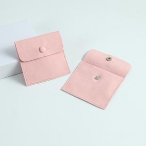 Boîtes 20 microfibres bouton-snap pochette rose Sacs de faveur de mariage Veet Bijoux Broche Broche Collier Emballage Organisateur Enveloppe Sac
