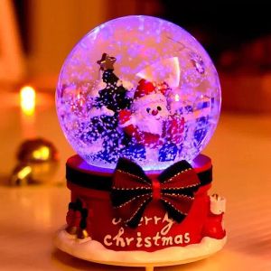 Dozen 2021 Hot Creatieve Kerst Kristallen Bol Muziekdoos Roterende Sneeuwvlokken Met Lichte Muziekdoos Student Dag Vriendin Gift