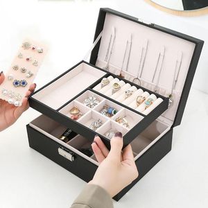 Boîtes 2021 nouvelle bonne qualité en cuir boîte à bijoux étui boucles d'oreilles porte-anneau boîtes de rangement grand espace bijoux organisateur boîte-cadeau