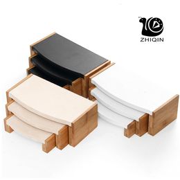 Caixas 3 pc/set bambu pingente colar expositor veludo/pu couro pulseira anéis brincos jóias display organizador rack