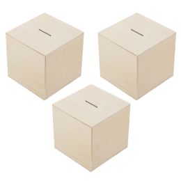 Boîtes 3 PCS Poux en bois Piggy Banque de stockage d'argent Boîte multifonctionnelle Boîte multifonction Économisant les enfants Small Vintage Container